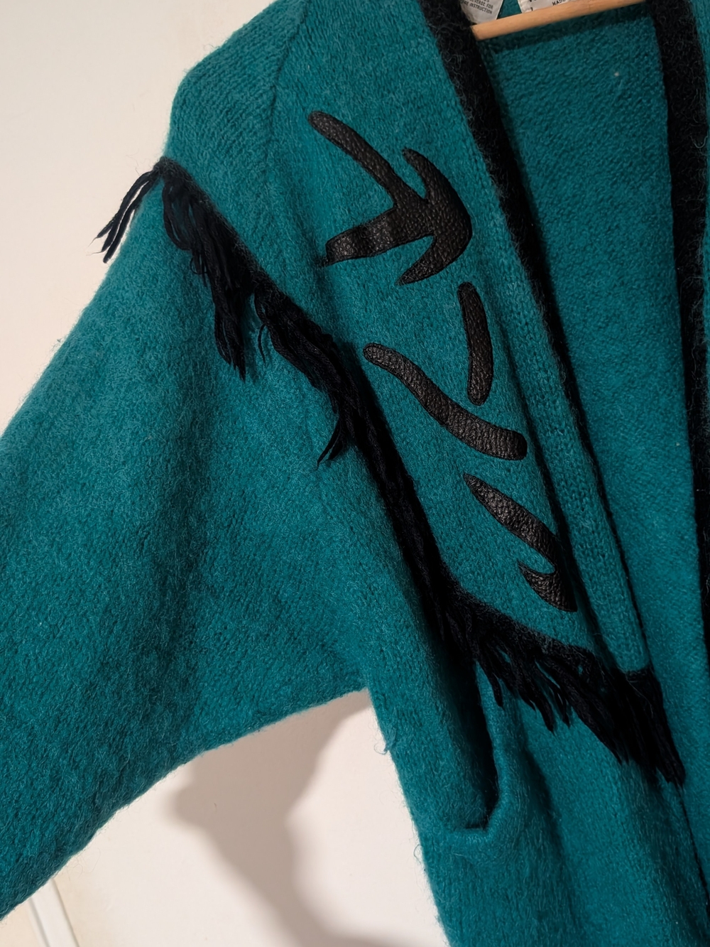 Teal Fringe Open-Front Women's Sweater Cardigan